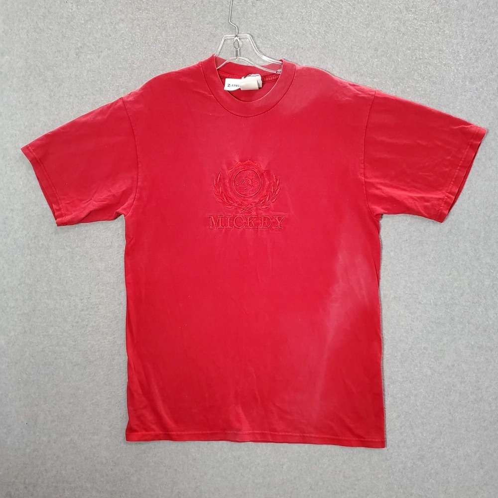 VINTAGE Mickey Mouse Co Men Shirt Large Red Embroidered Logo Made In USA Tee **